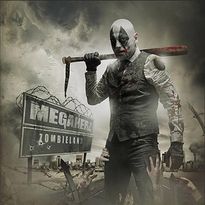 Megaherz Zombieland Album Cover – A dark, post-apocalyptic scene featuring the singer armed with a baseball bat.